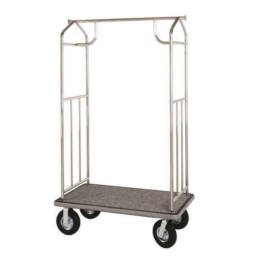 Chariot de chasseur avec tapis gris, chrome